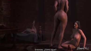 La hechicera Yennefer recibiendo una masturbación facial de Triss - subtítulos en español