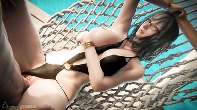 Tentacle-fucked by a sexy succubus while taking a dip in the hot springs