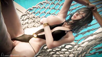 Tentacle-fucked by a sexy succubus while taking a dip in the hot springs