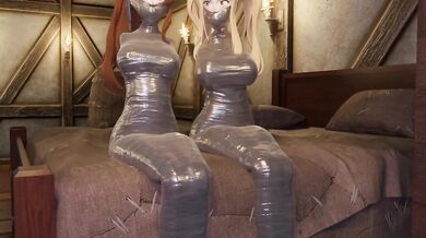 Zeta and Beatrix are Tied up, Gagged and Mummified by a Perverted Scientist