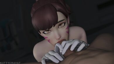 Overwatch Hentai Cosplay Parody DVa Gets Sucked Off By Mech-Man In Awesome Blowjob Scene! From Nuttycravat%