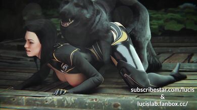 Horny Miranda and her doggie friend get edited for the ultimate XXX experience in LucisLab!