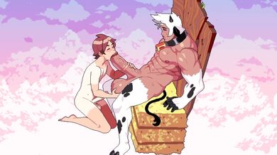 Sexy Miko in the Cloudy Meadow gets a PMV Blowjob from a Giant Cock!