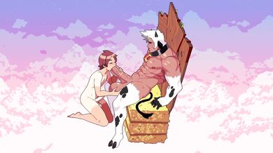 Sexy Miko in the Cloudy Meadow gets a PMV Blowjob from a Giant Cock!