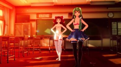 Sanae and Reimu Classroom Photoshoot - Persecution Complex Cellphone Girl