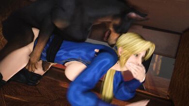 'Hentai: Helena gets fucked by her dog while trying not to get caught in the blueberry field [Blueberg]'