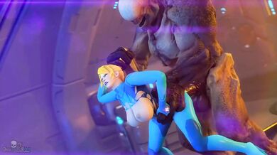 Samus the Space Princess gets her tight pussy violated by a horned Hellknight while Darktronick creates an erotic SF movie