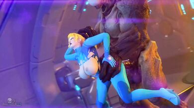 Samus the Space Princess gets her tight pussy violated by a horned Hellknight while Darktronick creates an erotic SF movie