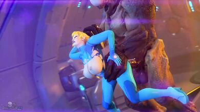 Samus the Space Princess gets her tight pussy violated by a horned Hellknight while Darktronick creates an erotic SF movie