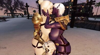 Double Drowned: Two Lustful Futanari Share a Curvy, Dark Elven Body