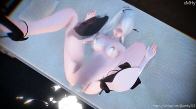 One-eyed monster takes on a busty maid with big tits