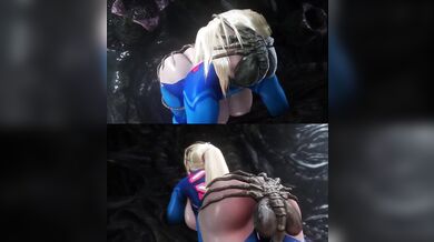 Samus Aran gets fucked by Facehuggers in space [A&B] (NoName55)