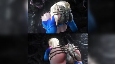 Samus Aran gets fucked by Facehuggers in space [A&B] (NoName55)