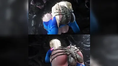 Samus Aran gets fucked by Facehuggers in space [A&B] (NoName55)