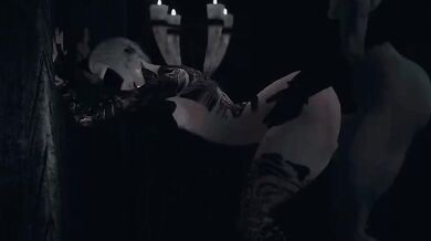 Orc Futa seeking to impregnate Nord Genderfluid through rough sex in the wilds