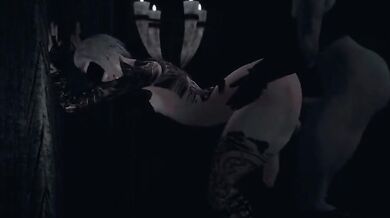 Orc Futa seeking to impregnate Nord Genderfluid through rough sex in the wilds