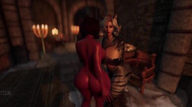 Mistress of the Mountain: The Tale of Two Juicy Busty Kitties and a Dragonborn