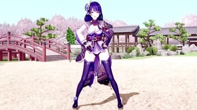 Raiden, Shogun, and Yae Miko dance in a Helltaker SEX MMD B(^_^)