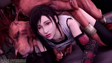 Tifa and Red XIII have a passionate night of hot sex with each other while being watched by Arnold Schwarzenegger in this XXX parody video