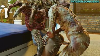 Watch as Jill Valentine battles a grotesque Parasite Zombie, determined to protect herself and her partner in this hentai PORN video