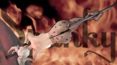 Mercy, the gothic stripper, pleasures herself with a dildo while banging her head to some metal music