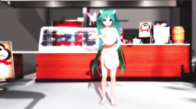 Miku the Tray Cover Dancing Naked in the Kitchen!