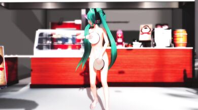 Miku the Tray Cover Dancing Naked in the Kitchen!