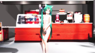 Miku the Tray Cover Dancing Naked in the Kitchen!