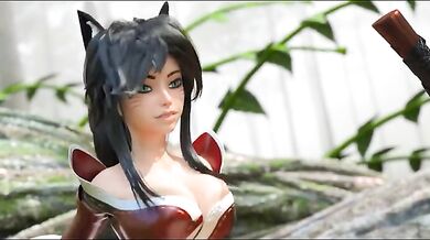 Angry Ahri rides her OC boon in cowgirl style