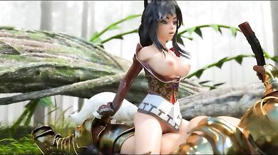 Angry Ahri rides her OC boon in cowgirl style