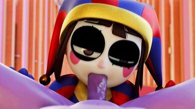 The hot and sexy Pomni takes a hard dick down her throat as she goes down on Jax in this steamy hentai porn video