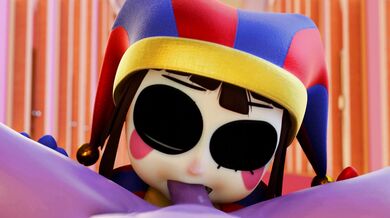 The hot and sexy Pomni takes a hard dick down her throat as she goes down on Jax in this steamy hentai porn video