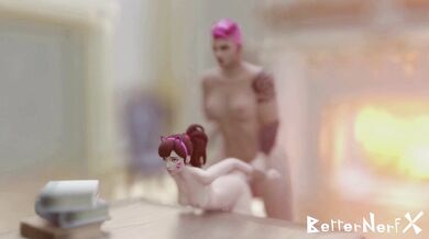 Watch as Zarya, a sexy Russian soldier, handles DVa, an adorable Korean mech pilot, in this hot hentai porn parody!