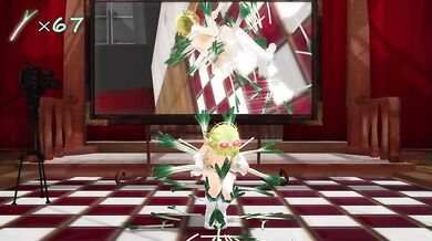 Gumi, the popular virtual Japanese idol, tries to hold and dance with as many leeks as possible in this hentai PORN video