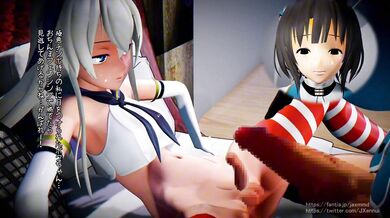 Mommy and son threesome with futa shimakaze cross-dresser
