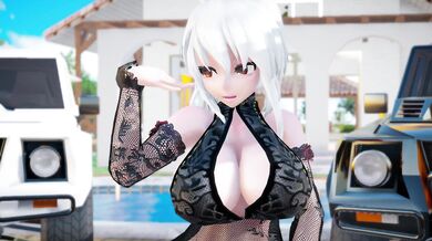 Miku and Haku dance on a chocolate cream pool stage in stunning 1080p HD at 60 frames per second
