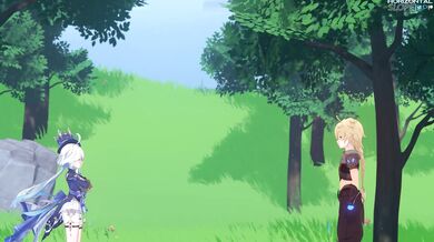 The Wind Goddess Furina gets pounded by Aether, the god of Light and Brightness