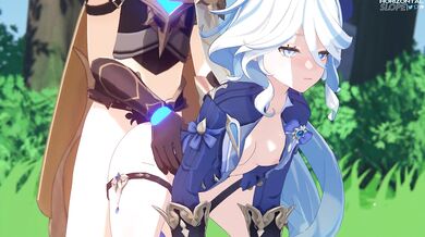 The Wind Goddess Furina gets pounded by Aether, the god of Light and Brightness