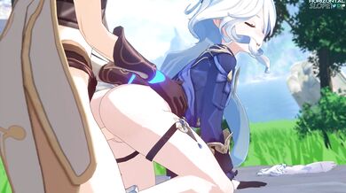 The Wind Goddess Furina gets pounded by Aether, the god of Light and Brightness