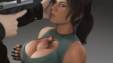 For*ced to Be Naked: Lara Croft Gets Her Boobs Sucked Out