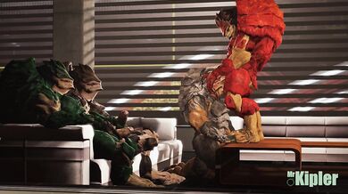 Mass Effect: The Battle between Krogans and Grunts with the help of Wrex