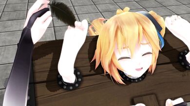 Ticklish Captive Girl in a Wooden Tickling Machine Is For*ced to Pleasure Her Oppressors