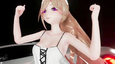 Unleashing the Hentai Nymphomaniac - MMD Dance Front Car 3D Undressing with Purple Eyes and Long Hair while Dancing in Front of a Ponytail!