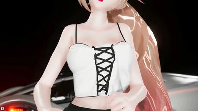 Unleashing the Hentai Nymphomaniac - MMD Dance Front Car 3D Undressing with Purple Eyes and Long Hair while Dancing in Front of a Ponytail!