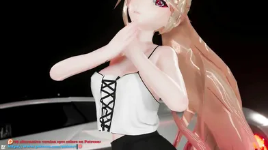 Unleashing the Hentai Nymphomaniac - MMD Dance Front Car 3D Undressing with Purple Eyes and Long Hair while Dancing in Front of a Ponytail!