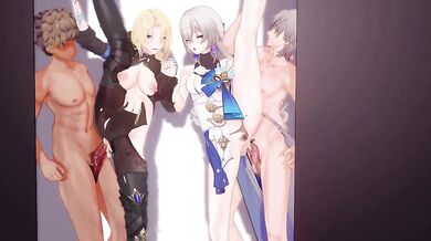 MILF Bukkake Frenzy - Bronya and Kakaria get Drenched in Cum!