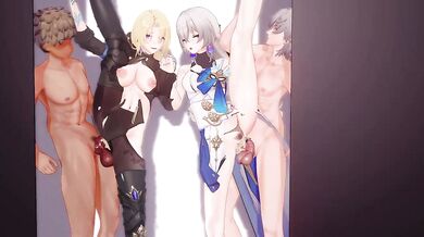 MILF Bukkake Frenzy - Bronya and Kakaria get Drenched in Cum!