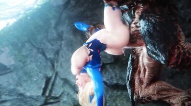 In the Temple of Khnum: The Tentacle Monster Cums Inside Samus Suit, Filling Her with Hot Gooey Ejaculate