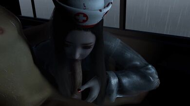 Middle Aged Uncle Cums Inside the Black Stocking Nurse in a Hentai Porn Scene