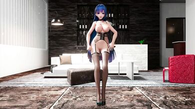 Supernaturally Sexy Dance Party with Mei Raiden and Blue Hair Impact in 3D Hentai MMD Porn Video